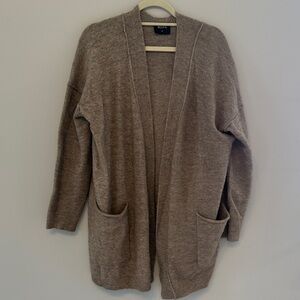 Taupe Open-Front Pocket Cardigan